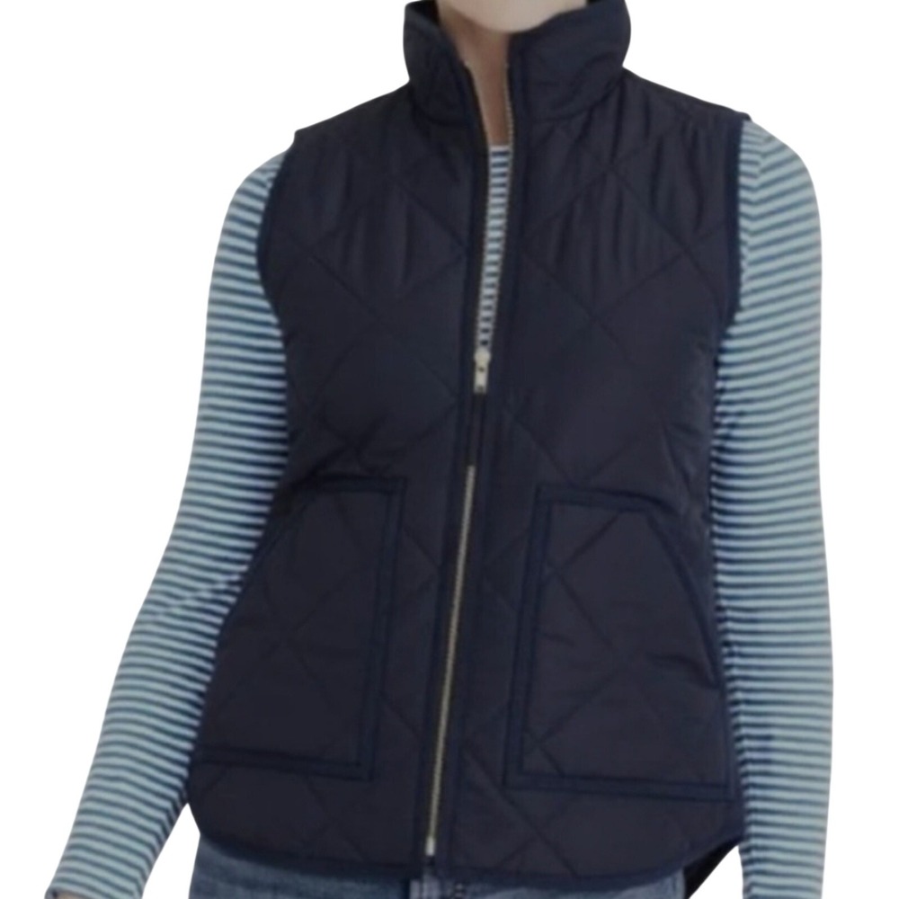 J.Crew Navy Blue Full Zip Down Puffer Vest Women's Size XS